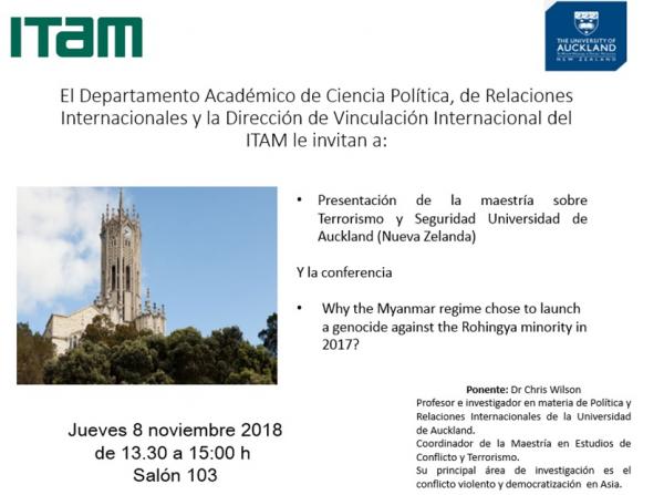 Presentación de la maestría sobre Terrorismo y Seguridad Universidad de Auckland, Nueva Zelanda